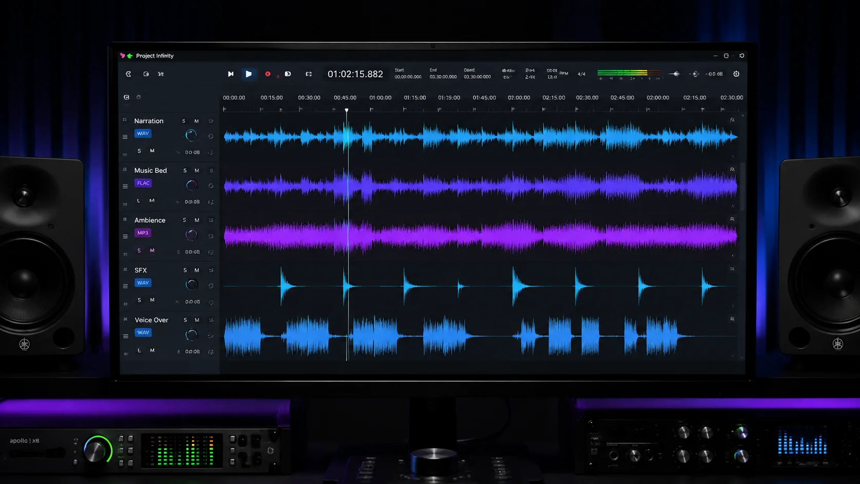 Audio format settings panel in DaVinci Resolve Fairlight page