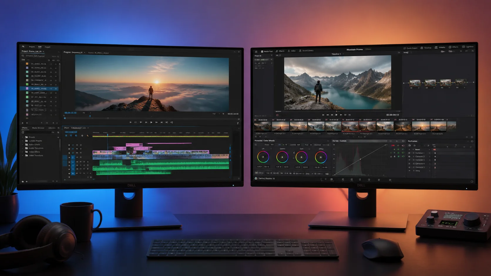 CapCut and Descript side-by-side interface comparison for video editing