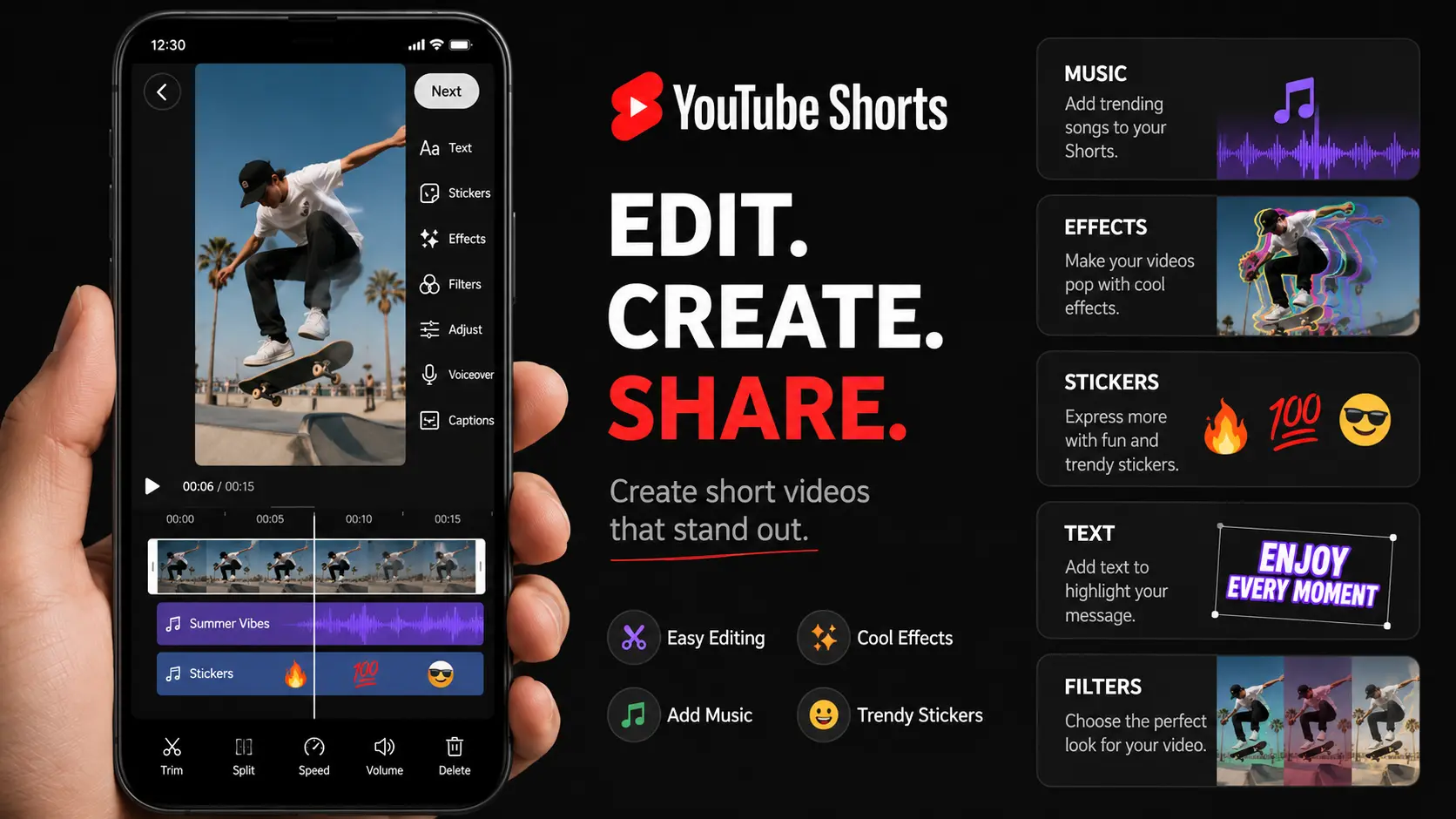 Mobile video editing interface for YouTube Shorts content creation